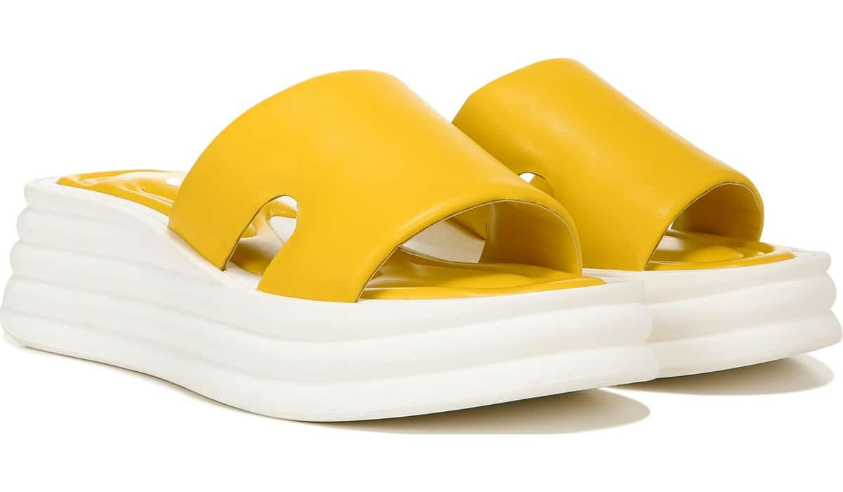 Franco Sarto Sarto Vina Platform Slide Sandal Yellow Leather